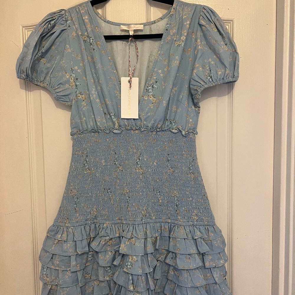 LoveShackFancy blue floral dress